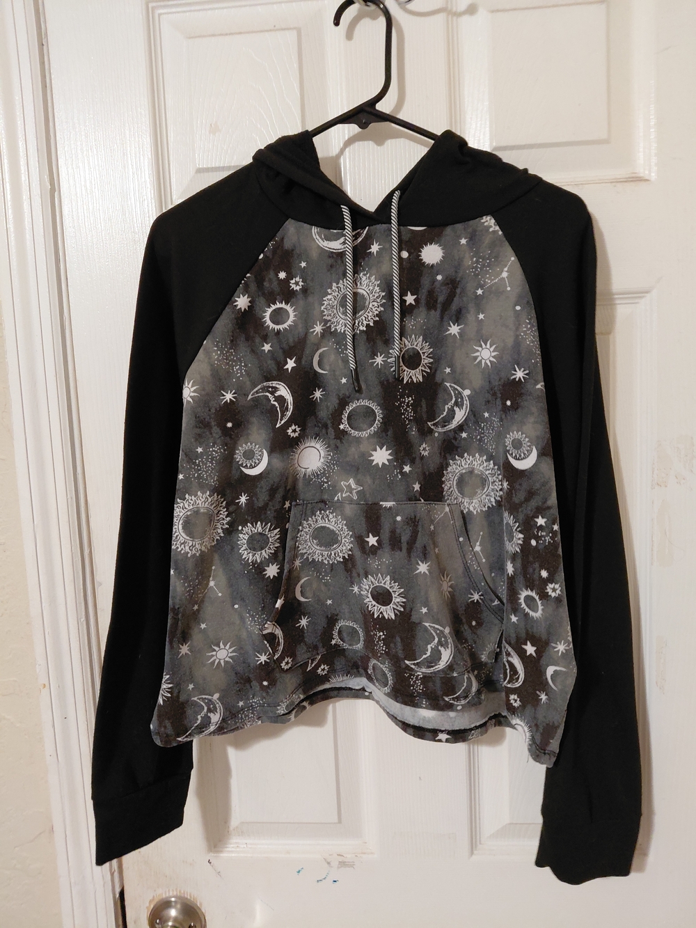 No Boundaries Black Hoodie with Gray Celestial Print